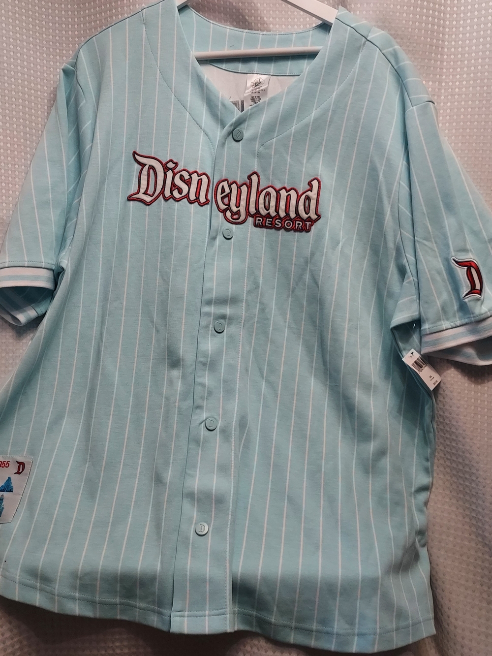 Disney Light Blue & White Pinstripe Button-Up Jersey